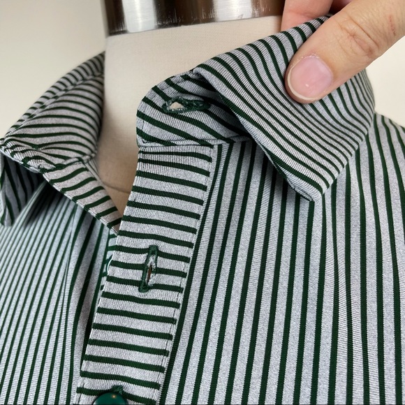 Under Armour Dark Green Gray Stripe Polo Shirt Mcdaniels Golf Classic Men Medium - Picture 5 of 7